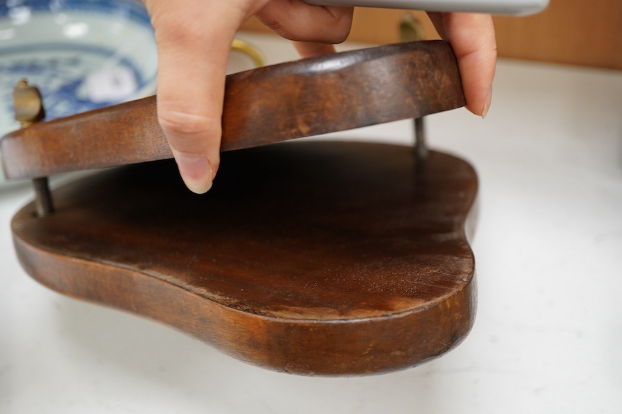 An Edwardian mahogany and brass racket press, 37cm wide